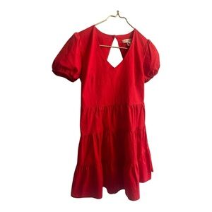 Monteau Red Tiered Puff Sleeve Sundress